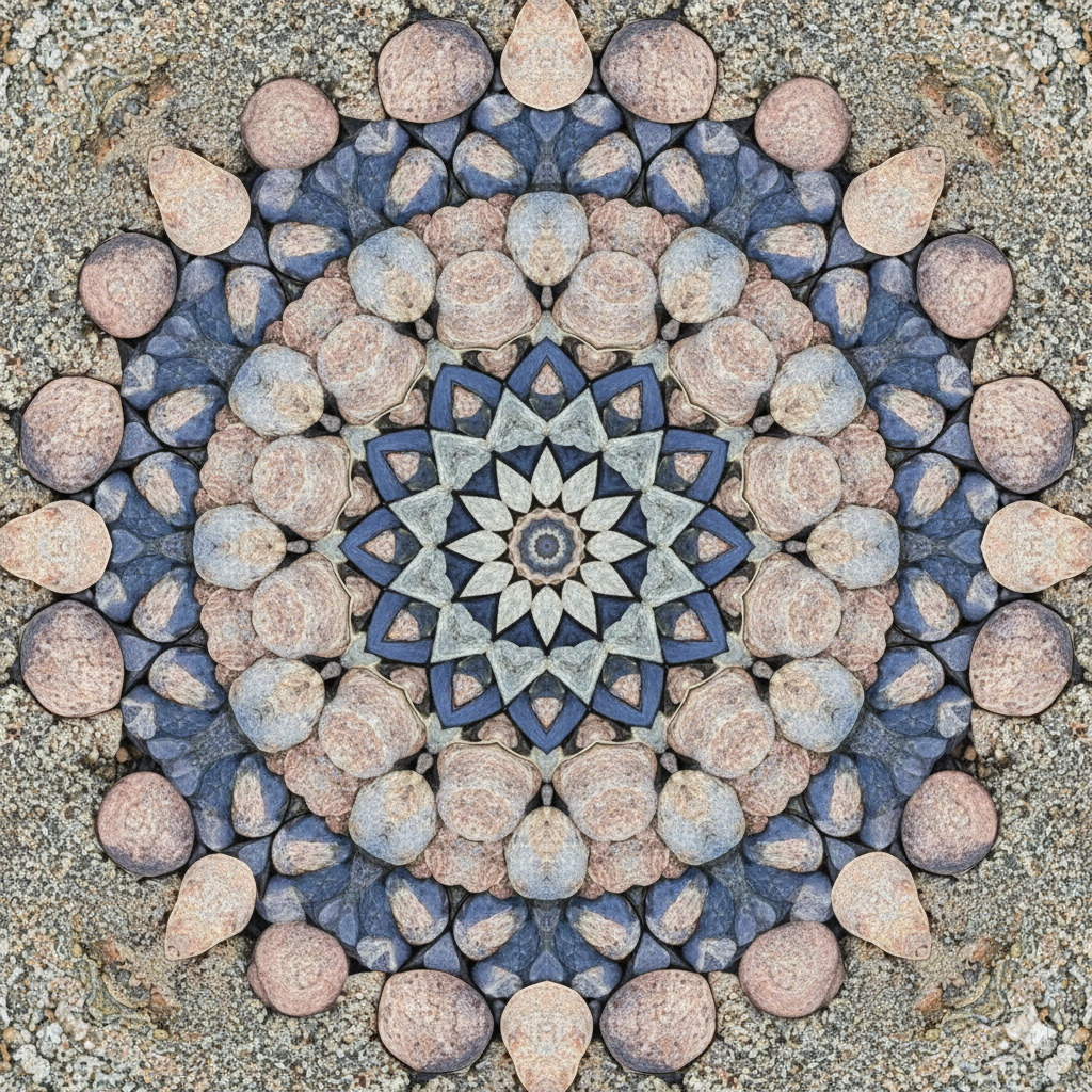 Stone mandala with pebbles