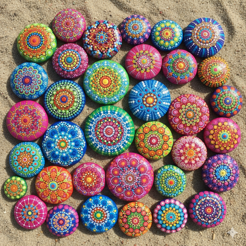 Dot-painted mandala
